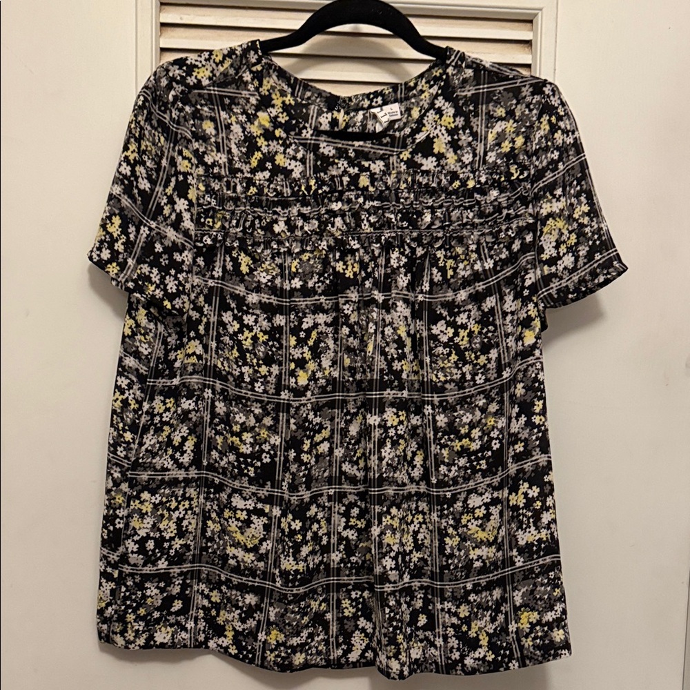 Elle Black and Yellow Floral Blouse